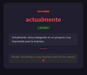 False Friend card front — actualmente