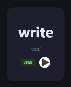 Core Vocabulary card back — write