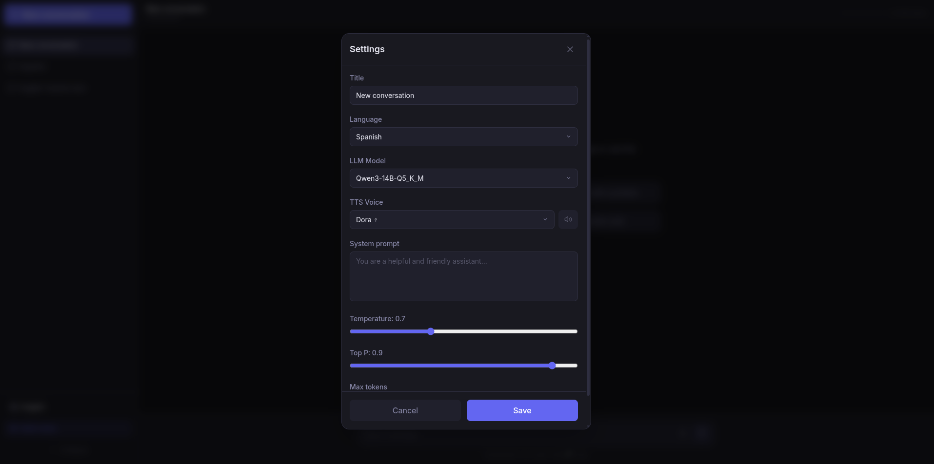 AuriAssistant settings panel